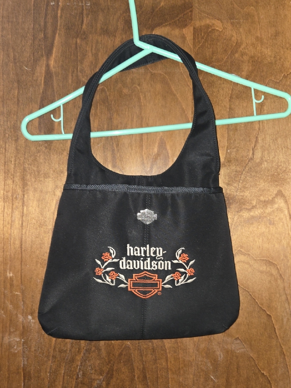 Harley-Davidson Black Embroidered Logo Shoulder Bag